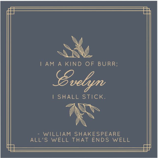 Custom Elegant Minimalist Witty Quote Navy Gold Sticker (Front)