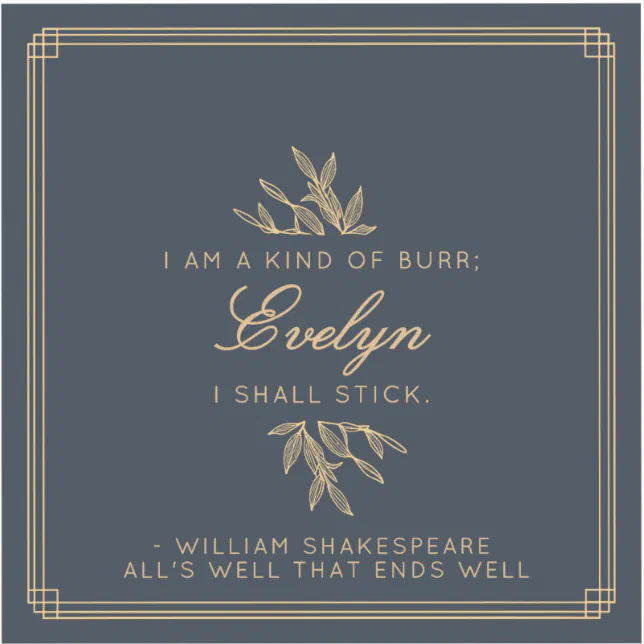 Custom Elegant Minimalist Witty Quote Navy Gold Sticker