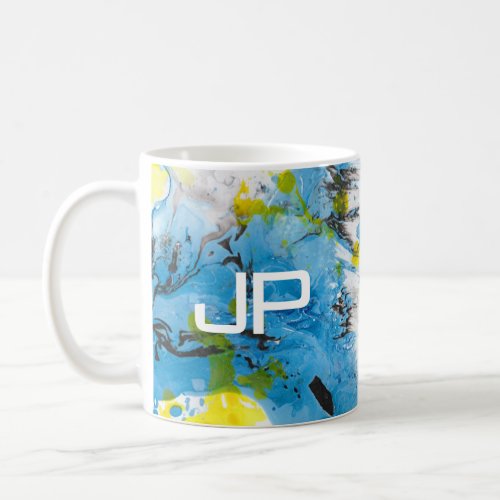 Custom Elegant Modern Abstract Art Blue Yellow Coffee Mug