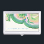 Custom Elegant Modern Abstract Green Art Unique Business Card Case<br><div class="desc">Make a stylish first impression with this elegant and modern business card case. Featuring a vibrant, abstract design in lush green and pastel hues, this case adds a touch of creativity and professionalism to your daily essentials. Personalized with your name, it’s perfect for keeping your cards organized and easily accessible....</div>
