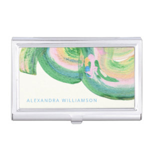 Custom Elegant Modern Abstract Green Art Unique Business Card Case