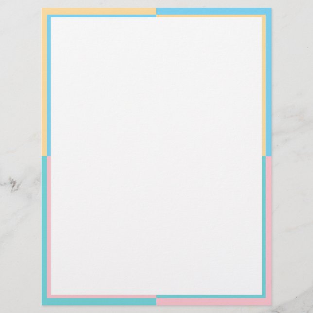 Custom Elegant Modern Blue Green Pink Yellow Blank Letterhead (Front)