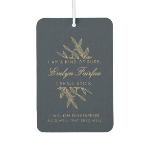 Custom Elegant Modern Botanical Witty Quote Navy Air Freshener