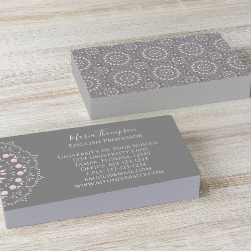 Custom Elegant Modern Chic Pink Grey Professional Business Card