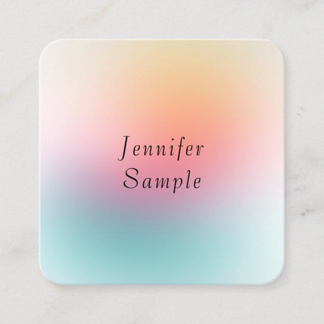 Custom Elegant Modern Colorful Design Template Square Business Card (Front)
