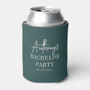 Custom Elegant Modern Cool Bachelor Party Green Can Cooler