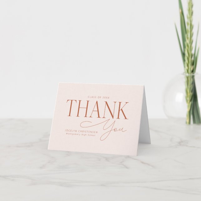 Custom Elegant Modern Graduation Thank You Cards (Front)