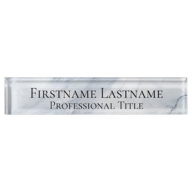 Custom Elegant Modern Marble Acrylic Desk Name Plate (Front)