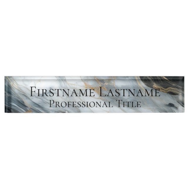 Custom Elegant Modern Marble Acrylic Desk Name Plate (Front)
