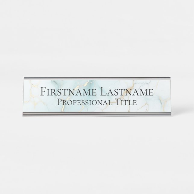 Custom Elegant Modern Marble Acrylic Desk Name Plate (Front)