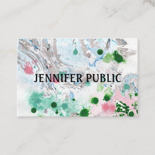 Custom Elegant Modern Pink Blue Green Abstract Business Card