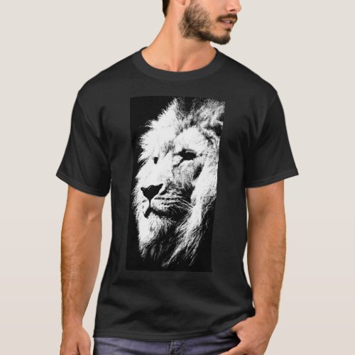 Custom Elegant Modern Pop Art Lion Head Mens T_Shirt