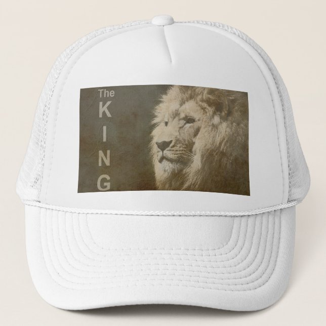 Custom Elegant Modern Pop Art Lion Head Trucker Hat (Front)