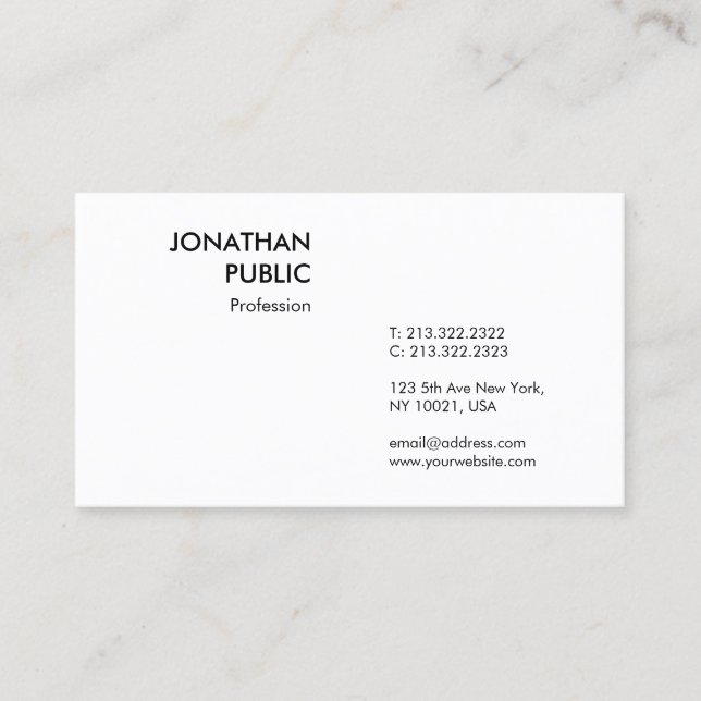 Custom Elegant Modern Professional Simple Template Business Card (Front)