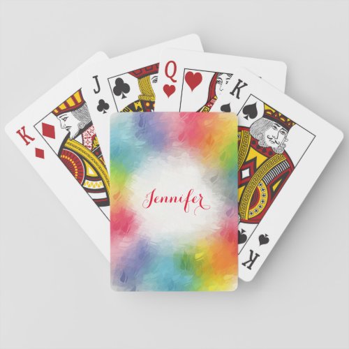 Custom Elegant Modern Rainbow Colors Template Poker Cards