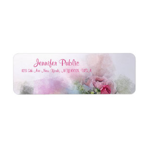 Custom Elegant Modern Script Watercolor Flowers Label