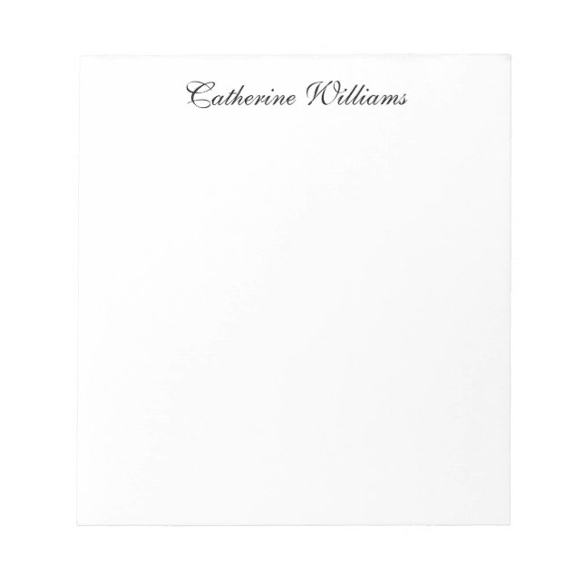Custom Elegant Modern Simple Black Script Name Notepad (Front)