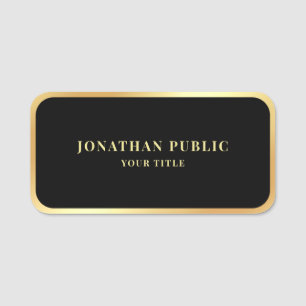 Custom Elegant Modern Simple Template Glamour Gold Name Tag