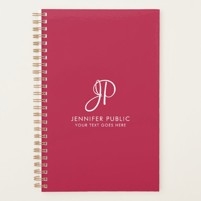 Custom Elegant Modern Trendy Monogram Template Planner (Front)