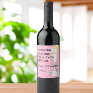 Custom elegant mom 50th birthday wine label
