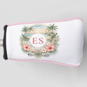 Custom Elegant Monogram Beach Coastal Golf Theme Head Cover