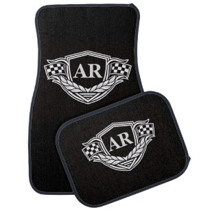 Custom Elegant Monogram Black Car Floor Mat