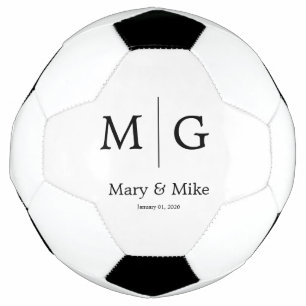 Custom Elegant Monogram Couple Name Soccer Ball