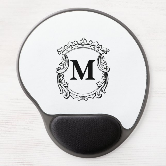 Custom Elegant Monogram Crest Gel Mouse Pad (Front)