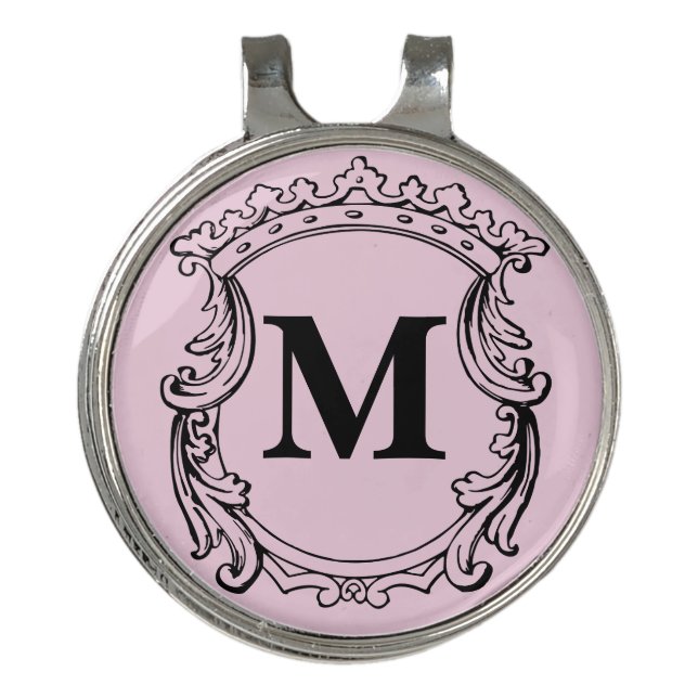 Custom Elegant Monogram Crest Golf Hat Clip (Front)