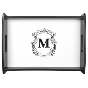 Custom Elegant Monogram Crest Serving Tray