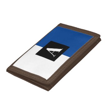 Custom Elegant Monogram Deep Blue And White  Trifold Wallet by RicardoArtes at Zazzle