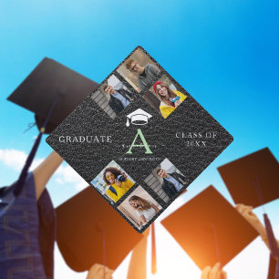 Custom Elegant Monogram Graduation Photo Gift Cap Topper