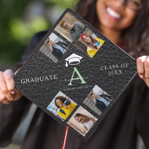 Custom Elegant Monogram Graduation Photo Gift Graduation Cap Topper