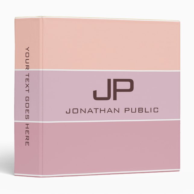 Custom Elegant Monogram Initial Text Name Template 3 Ring Binder (Front/Spine)