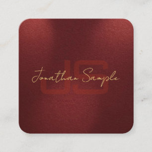 Custom Elegant Monogram Initials Gold Look Text Square Business Card