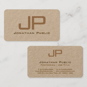 Custom Elegant Monogram Luxe Premium Kraft Paper Business Card