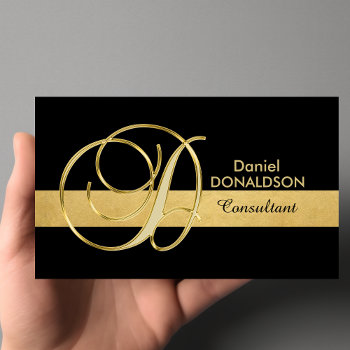Custom Elegant Monogrammed Gold Black Initial 'd' Business Card by MonogrammedShop at Zazzle