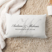 Custom Elegant Name & Wedding Date Monogram Lumbar Pillow (Blanket)