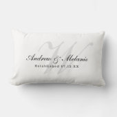 Custom Elegant Name & Wedding Date Monogram Lumbar Pillow (Front)