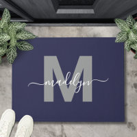 Custom Elegant Navy Blue Monogram Script Name