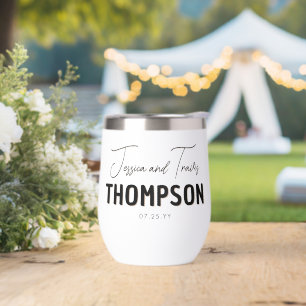 Custom Elegant Newly Weds Wedding Anniversary Gift Thermal Wine Tumbler