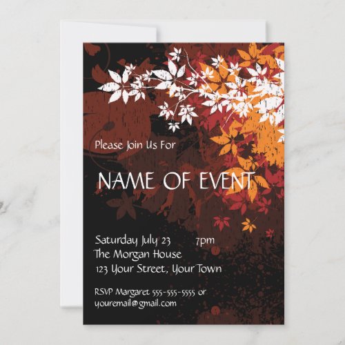 Custom Elegant Orange and White Foilage Personalized Invitation