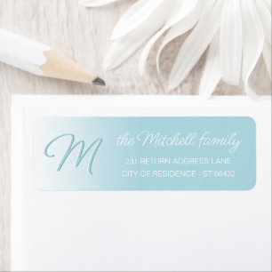 Custom Elegant Pastel Aqua Ocean Blue Monogram Label