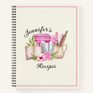 Custom Elegant Personalized Recipe Notebook