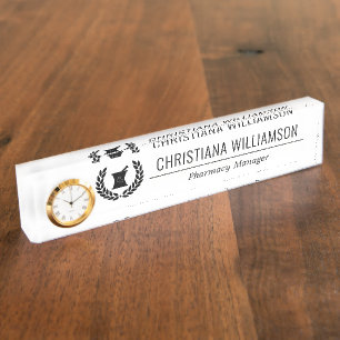 Custom Elegant Pharmacist Pharmacy Staff Employee Desk Name Plate