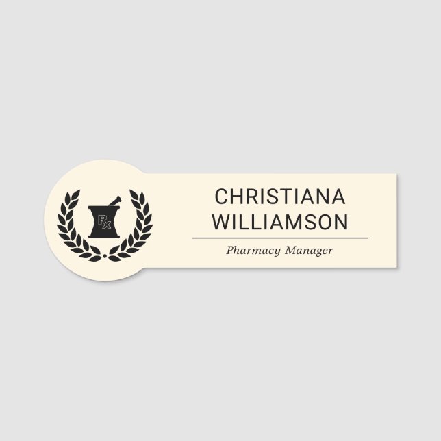 Custom Elegant Pharmacist Pharmacy Staff Employee Name Tag (Front)