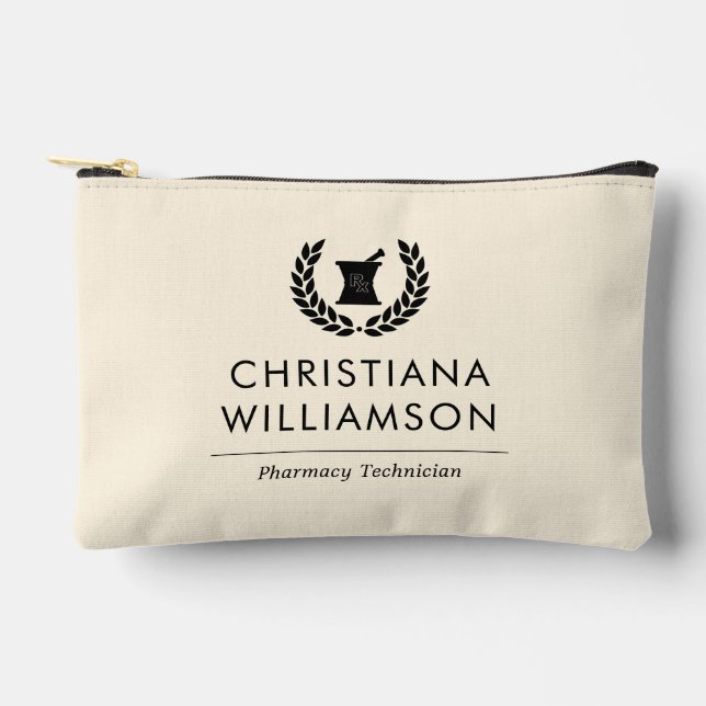 Custom Elegant Pharmacist Pharmacy Tech Staff Accessory Pouch (Front)