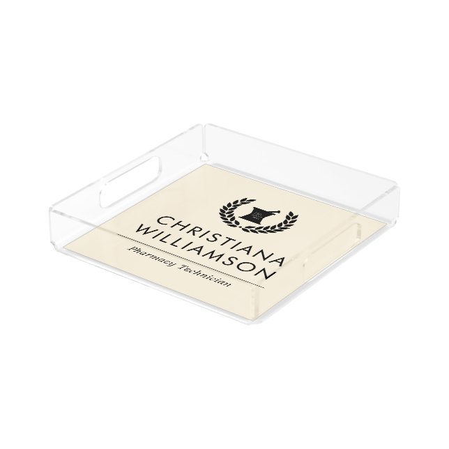Custom Elegant Pharmacist Pharmacy Tech Staff Acrylic Tray (Angled)
