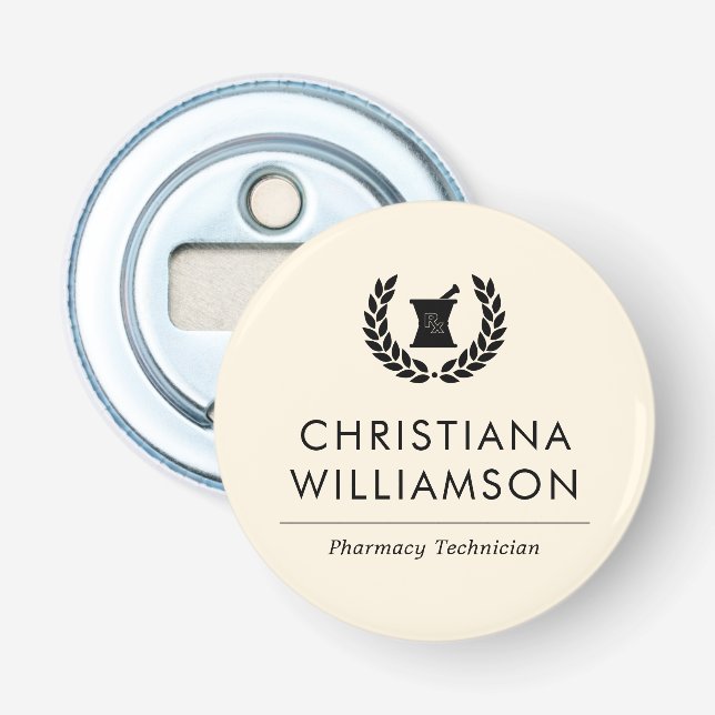 Custom Elegant Pharmacist Pharmacy Tech Staff Bottle Opener (Front)