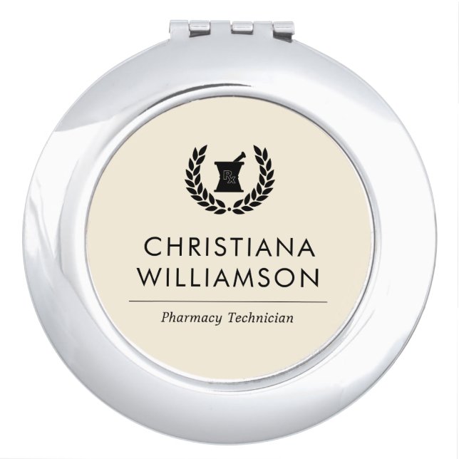 Custom Elegant Pharmacist Pharmacy Tech Staff Compact Mirror (Front)